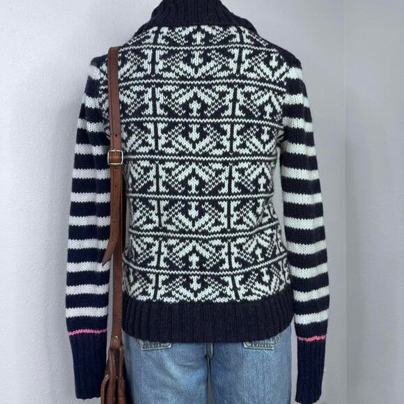 Fair Isle Knit Cardigan Gap Nordic Fisherman Sweater Chunky Knit Size Medium - Picture 5 of 7